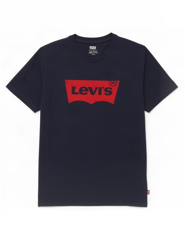 Мужская футболка с рисунком Levi's, топ среднего размера, темно-синий, хлопок