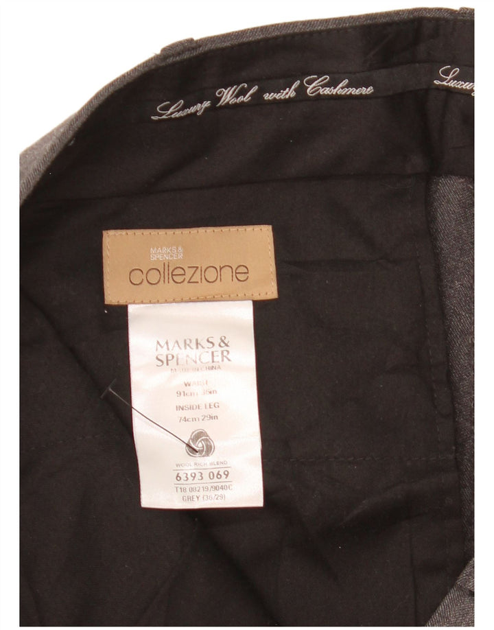 Мужские прямые костюмные брюки MARKS & SPENCER W36 L29 серые, шерстяные