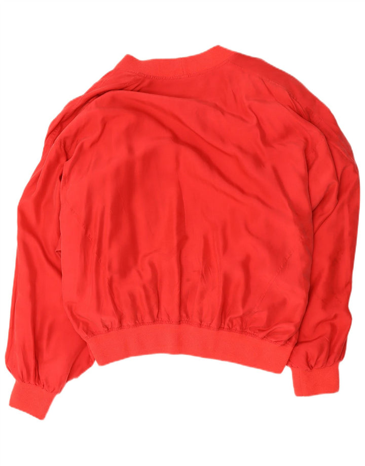 Винтажная мужская куртка-бомбер с графическим рисунком UK 42 XL, красный шелк