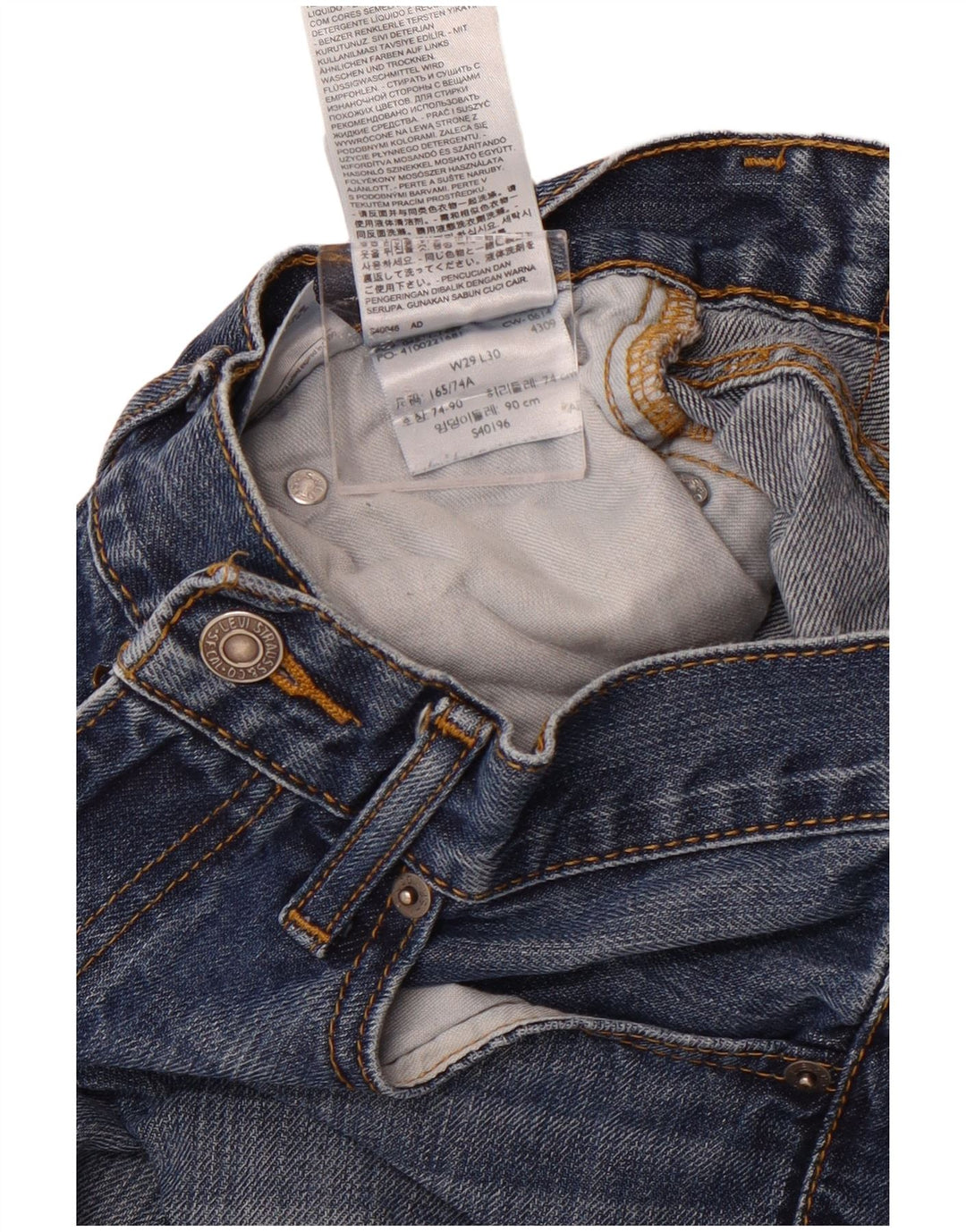 Мужские прямые джинсы Levi's W29 L30 синие, хлопок