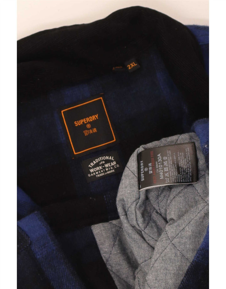 Мужская куртка-рубашка Superdry UK 44 2XL Темно-синяя шерстяная клетка