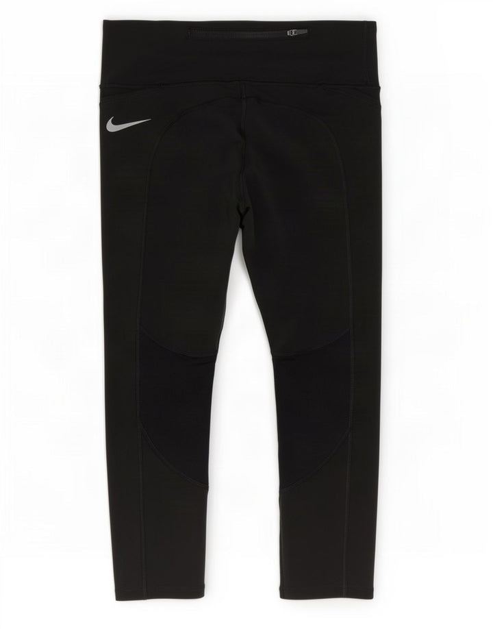 Женские леггинсы-капри Nike Dri Fit UK 8, маленькие черные из полиэстера