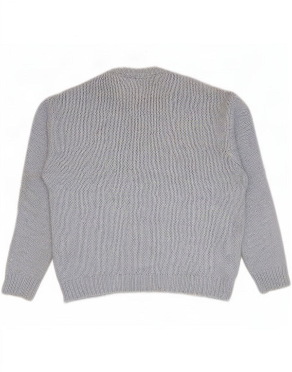 Zara Mens Crew Neck Jumper Sweater Large Blue Acrylic