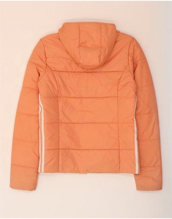 Adidas Womens Hooded Padded Jacket UK 10 Small Pink Polyester