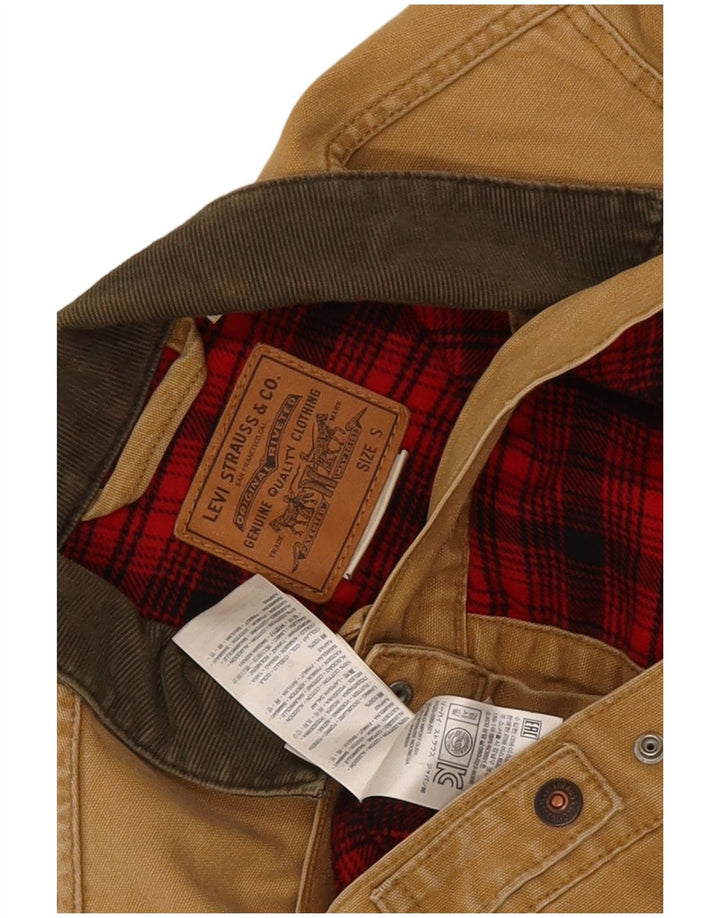 Мужская куртка-бомбер Levi's UK 36, маленькая, бежевый, хлопок с цветными блоками