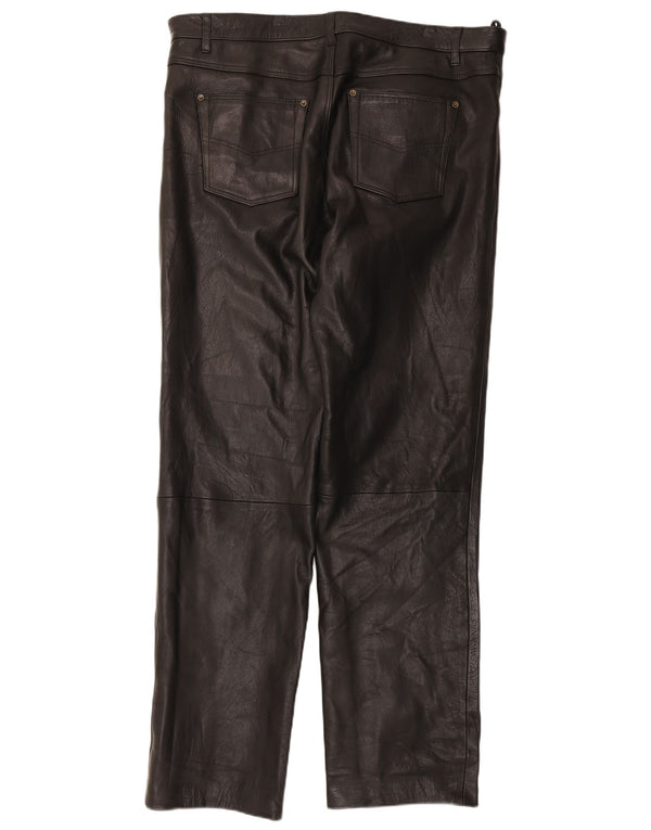 Мужские прямые кожаные брюки Henson&Henson W42 L33 черные