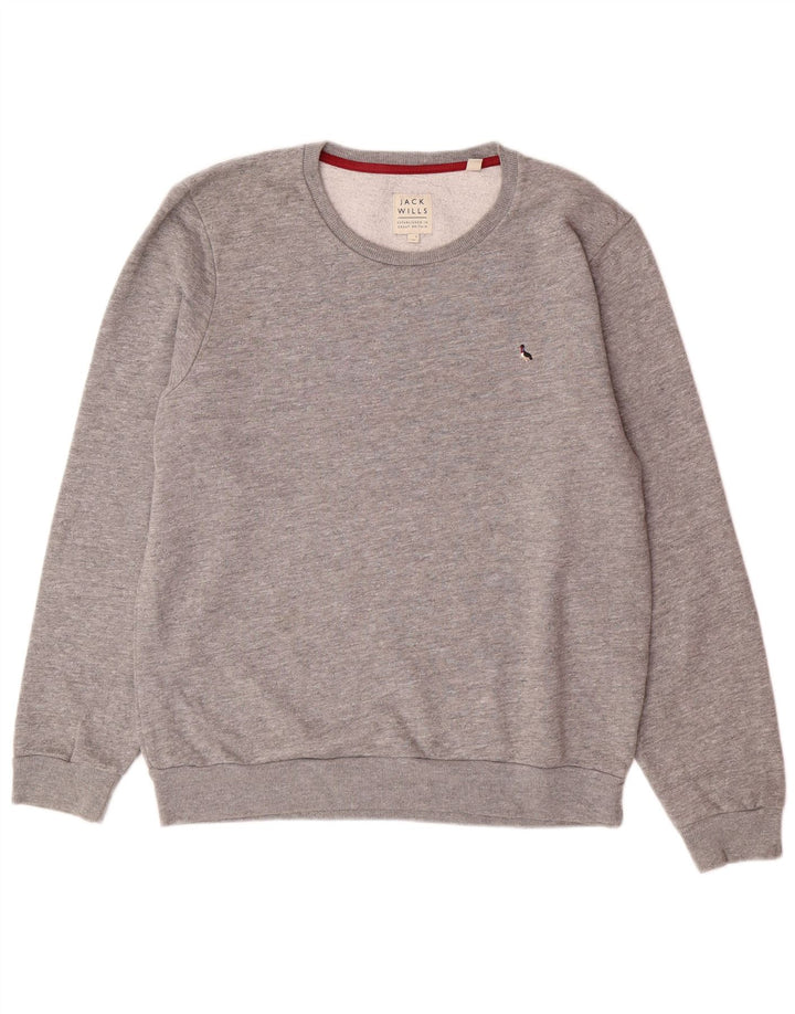 Мужской свитшот JACK WILLS, джемпер среднего серого цвета, хлопок с крапинками