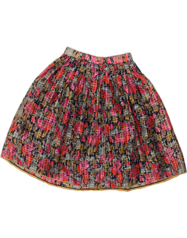 VINTAGE Womens A-Line Skirt W26 Small Multicoloured Floral Vintage Vintage and Second-Hand Vintage from Messina Hembry 