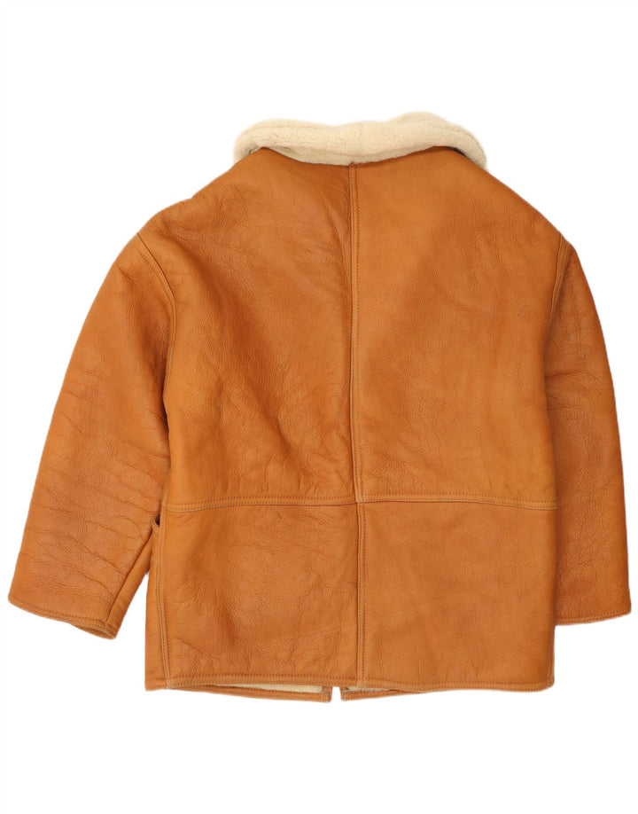 Винтажная женская короткая дубленка UK 18 XL Коричневая короткая дубленка