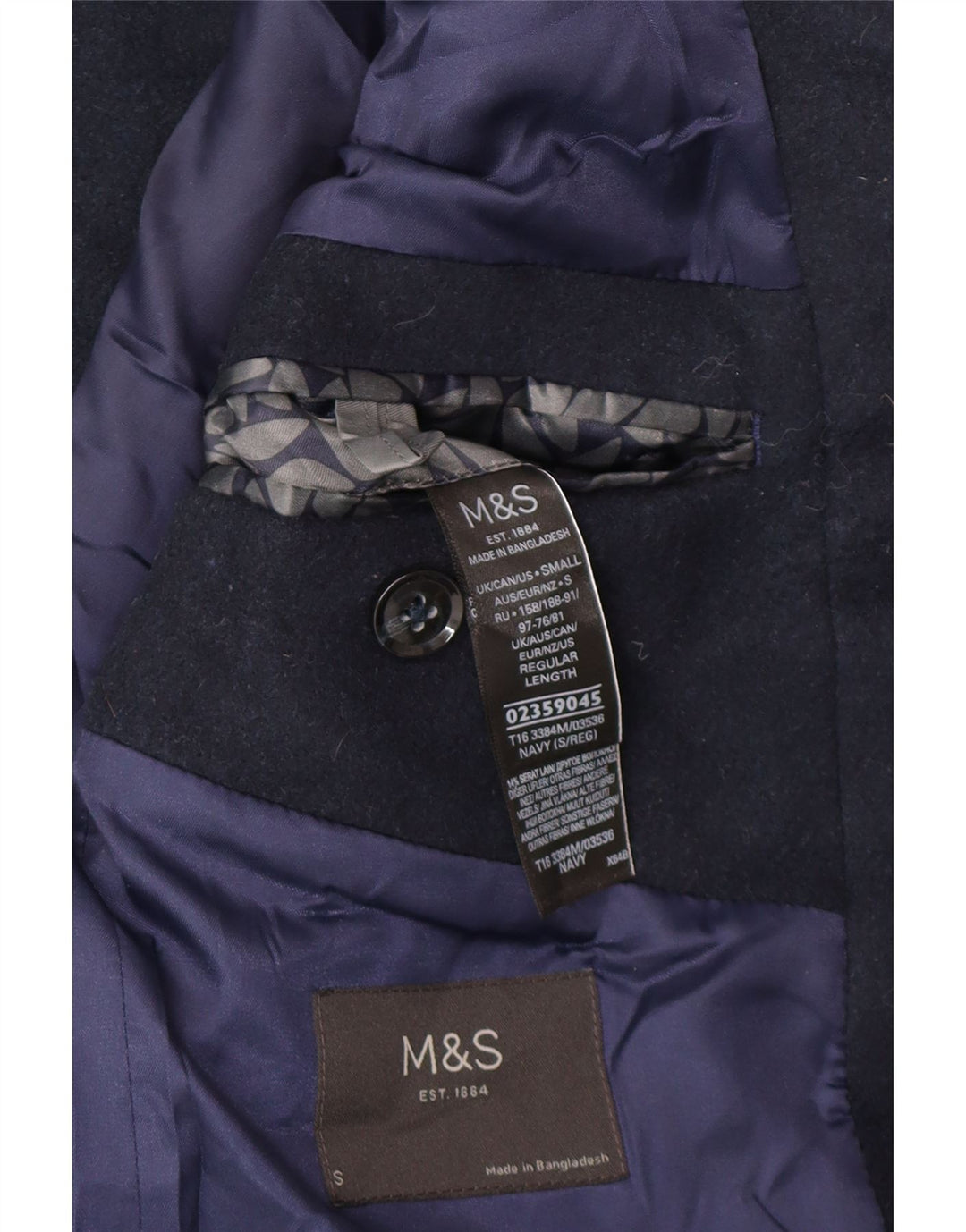 Мужское пальто Marks & Spencer UK 36, маленькое темно-синее полиэстер