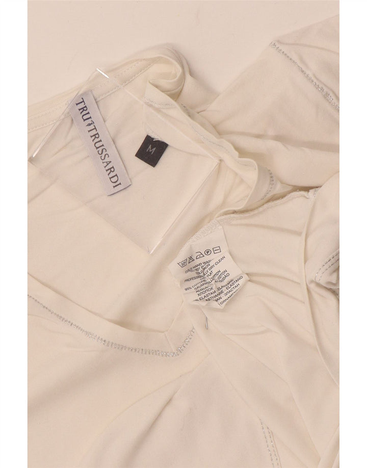 Женская футболка Trussardi с рисунком Top UK 12, средний белый хлопок