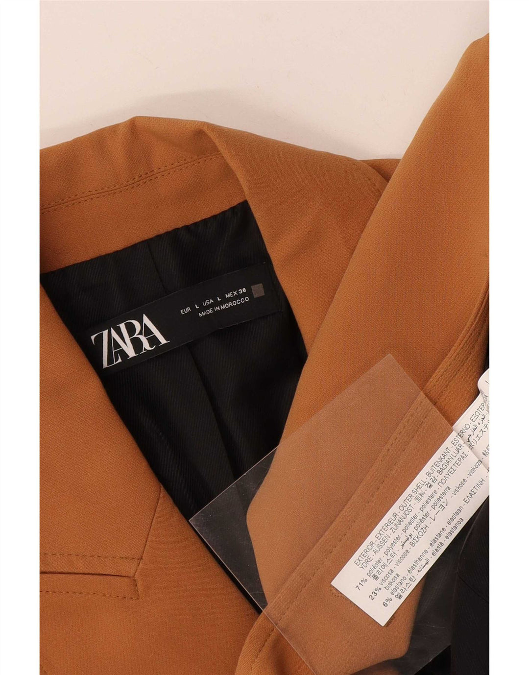 Женский двубортный пиджак Zara UK 14, большой коричневый полиэстер