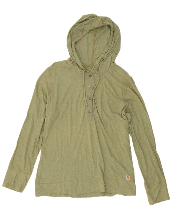 Женский топ с капюшоном Carhartt, длинный рукав, США 16/18, зеленый хлопок