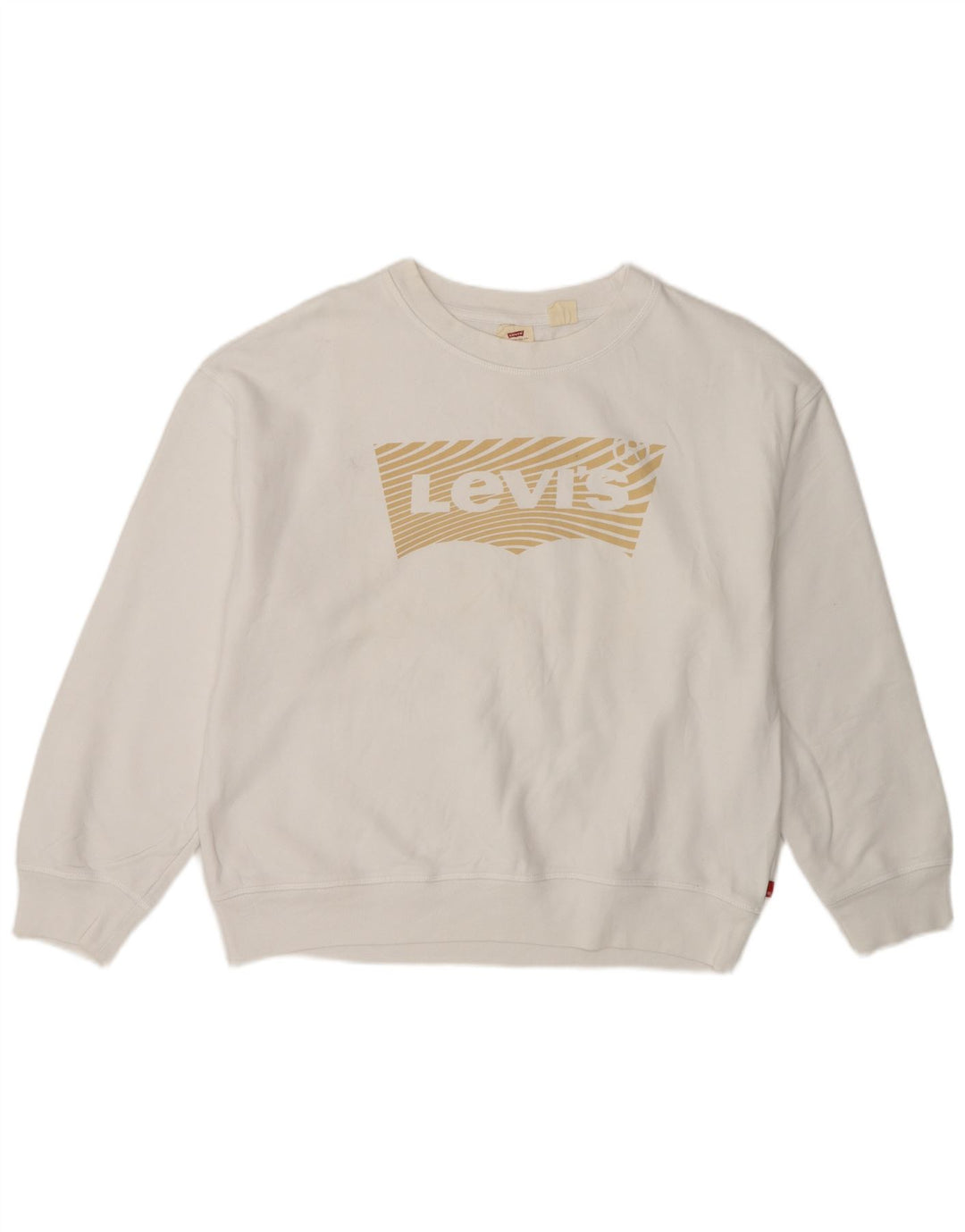 Женский джемпер свободного размера с рисунком Levi's UK 14, средний белый хлопок, хлопок
