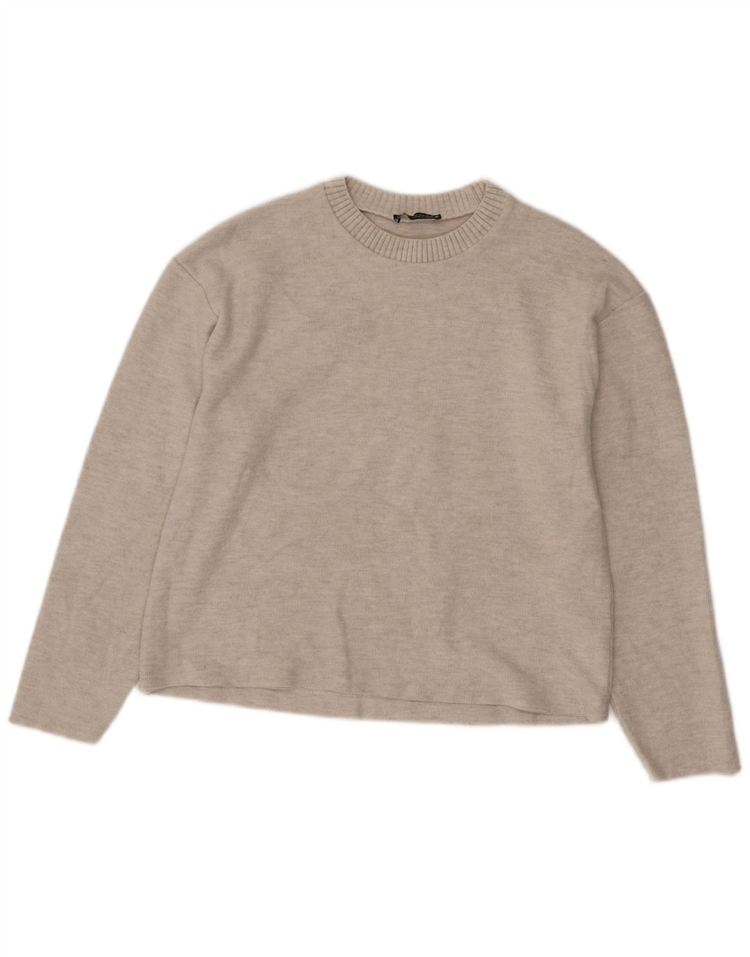 Женский свободный свитер с вырезом «лодочка» ZARA UK 10, маленький размер, бежевый, полиэстер