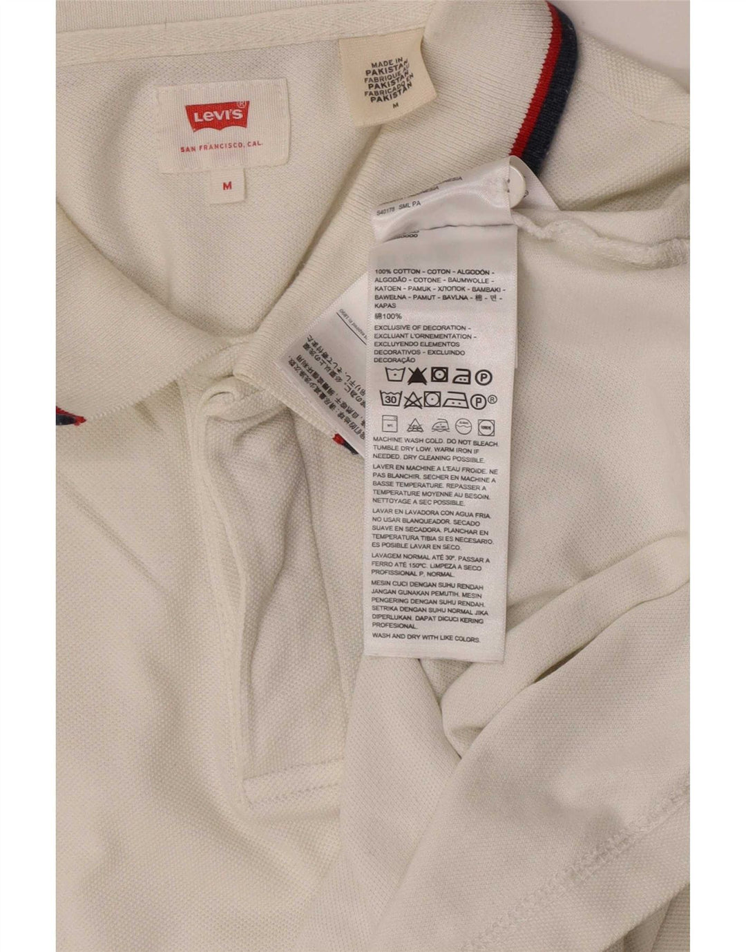Мужская рубашка-поло Levi's, хлопковая белая полоска среднего размера