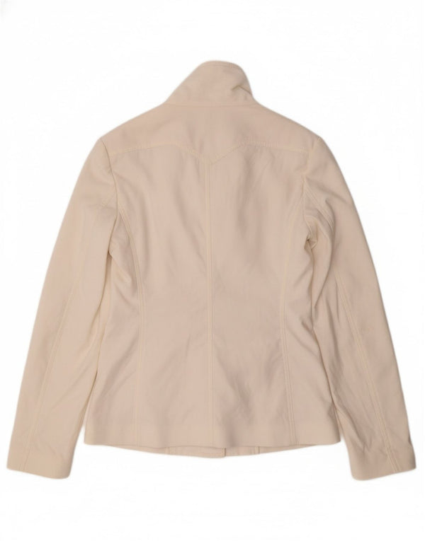 PINKO Womens Military Jacket UK 10 Small Off White Polyamide