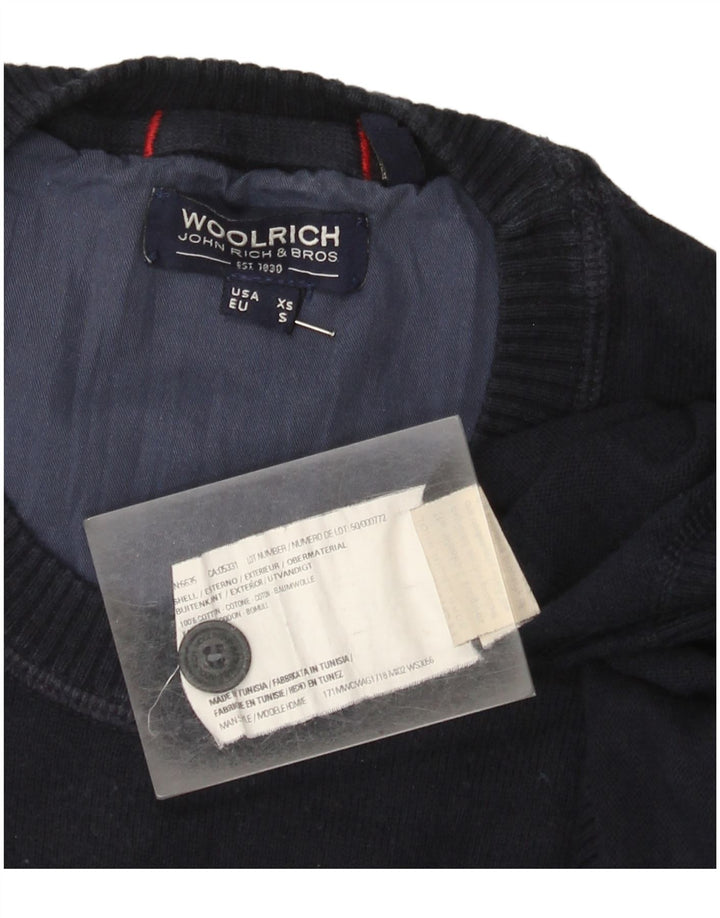 Мужской джемпер Woolrich с круглым вырезом, маленький темно-синий хлопковый свитер