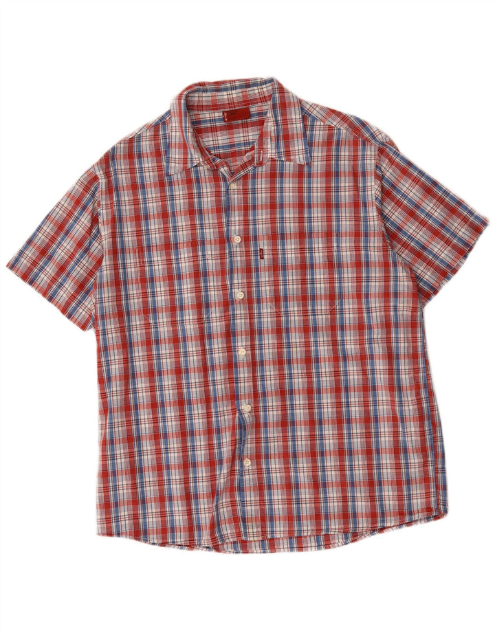 Мужская рубашка с коротким рукавом Levi's, большая красная клетка, хлопковая
