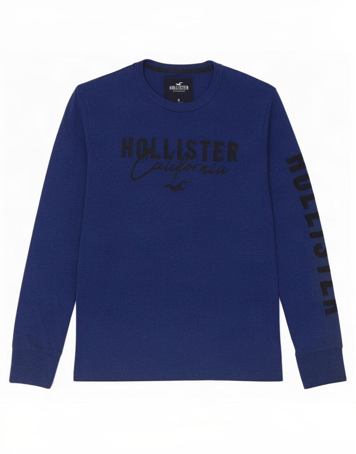 Мужской топ с рисунком Hollister с длинным рукавом, средний, темно-синий, в крапинку