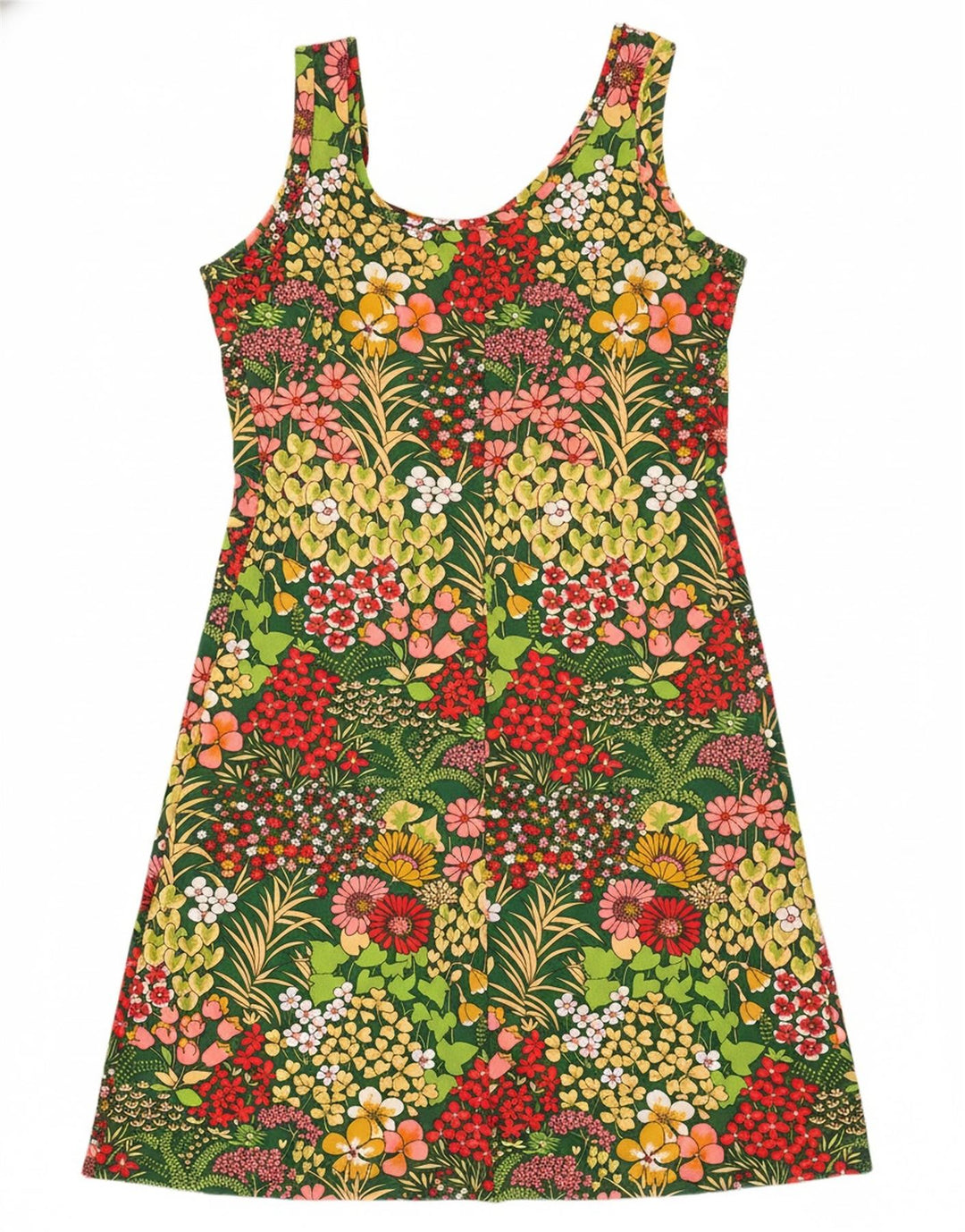 VINTAGE Womens Sundress IT 50 XL Green Floral Polyester