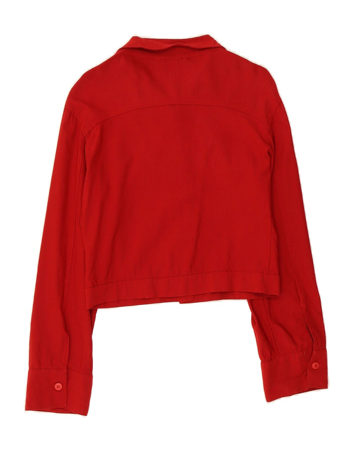 SPECCHIO Womens Crop Bomber Jacket UK 16 Large Red Viscose Vintage Specchio and Second-Hand Specchio from Messina Hembry 