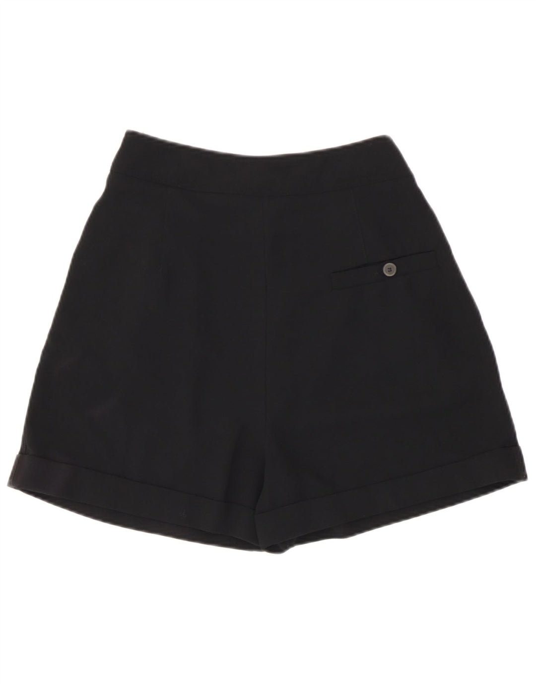 Zara Женские повседневные шорты с высокой талией и пряжкой, маленькие W26, черный полиэстер