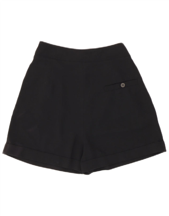 Zara Женские повседневные шорты с высокой талией и пряжкой, маленькие W26, черный полиэстер