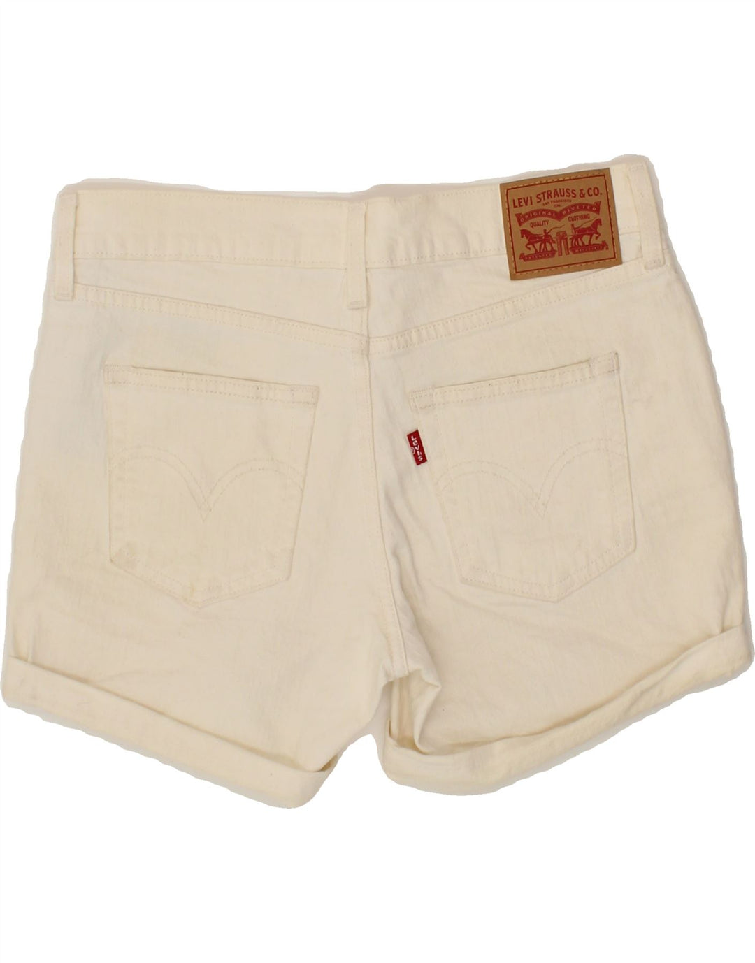 LEVI'S Womens Denim Shorts W24 XS Off White Cotton Vintage Levi's and Second-Hand Levi's from Messina Hembry 