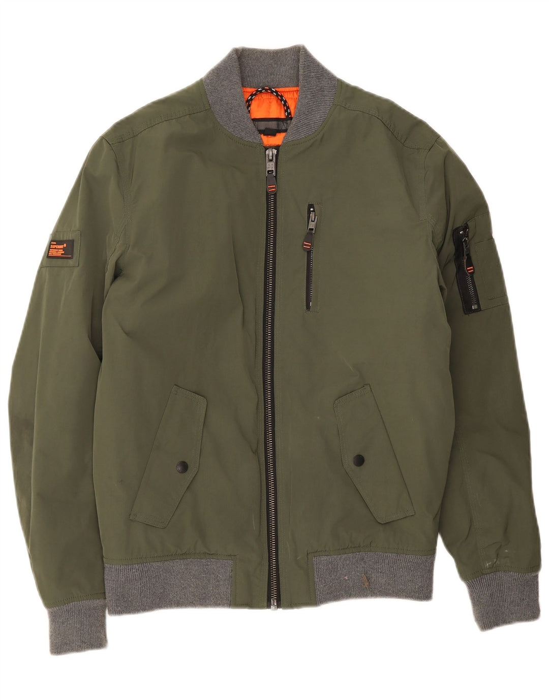 Мужская куртка-бомбер Superdry UK 38, средний зеленый полиэстер с цветными блоками