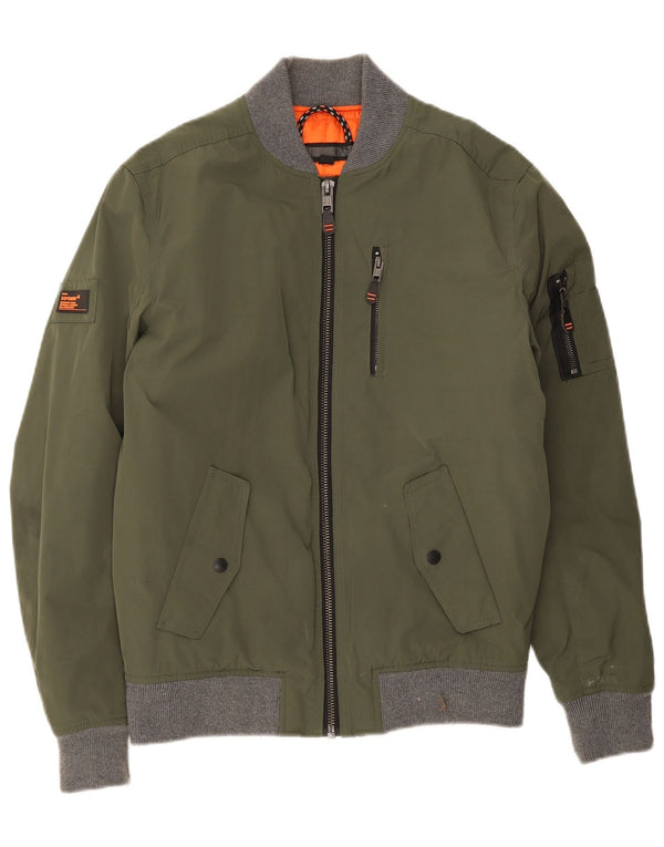 Мужская куртка-бомбер Superdry UK 38, средний зеленый полиэстер с цветными блоками