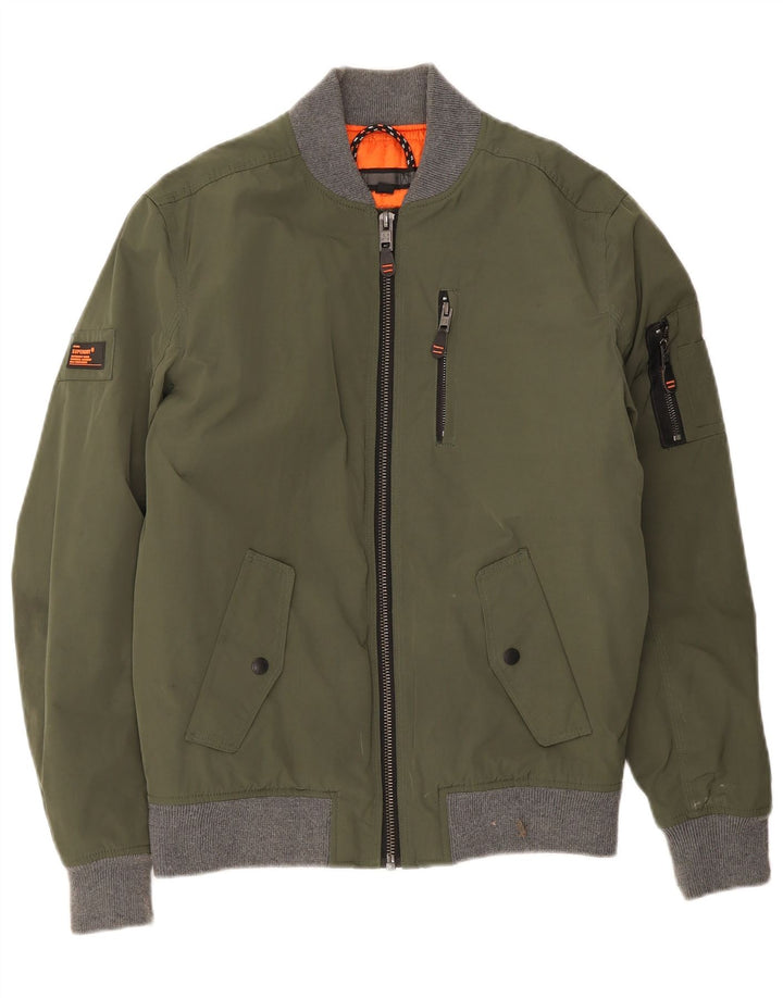 Мужская куртка-бомбер Superdry UK 38, средний зеленый полиэстер с цветными блоками
