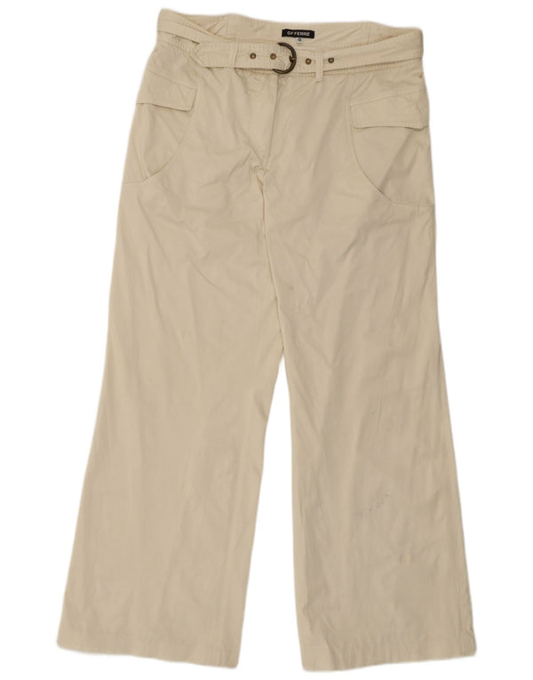 GF Ferre Mens Wide Leg Cargo Trousers IT 46 Small W32 L31 Beige Polyamide