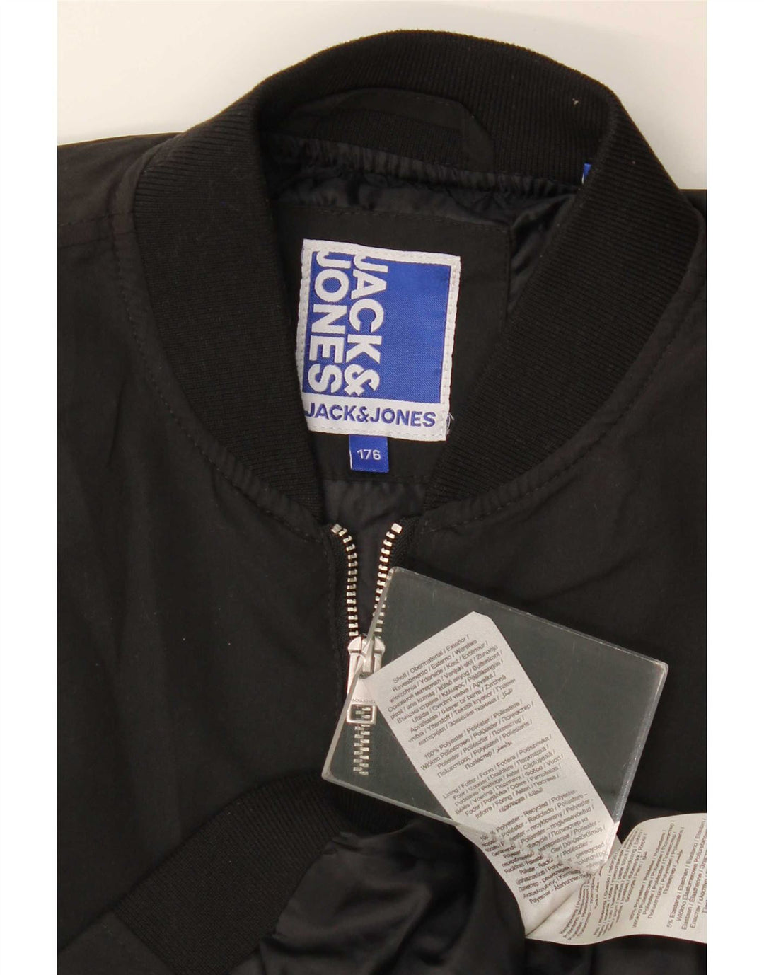 Куртка-бомбер Jack & Jones для мальчиков 15-16 лет, черный полиэстер