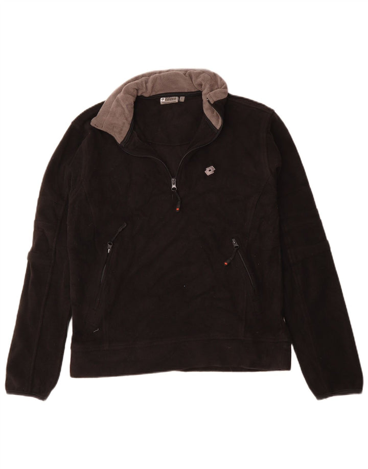 Женский флисовый джемпер Lotto с воротником на молнии, Великобритания 14, большой черный полиэстер