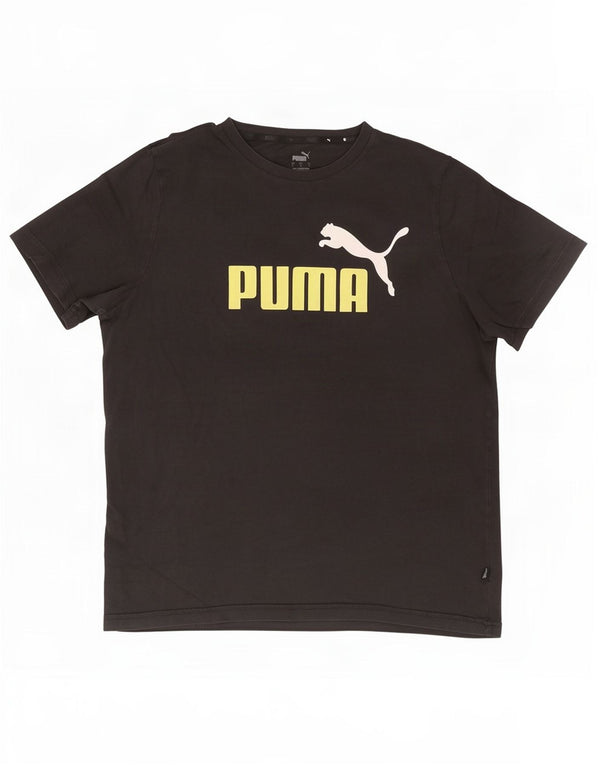 Мужская футболка с рисунком Puma, большая черная хлопковая рубашка