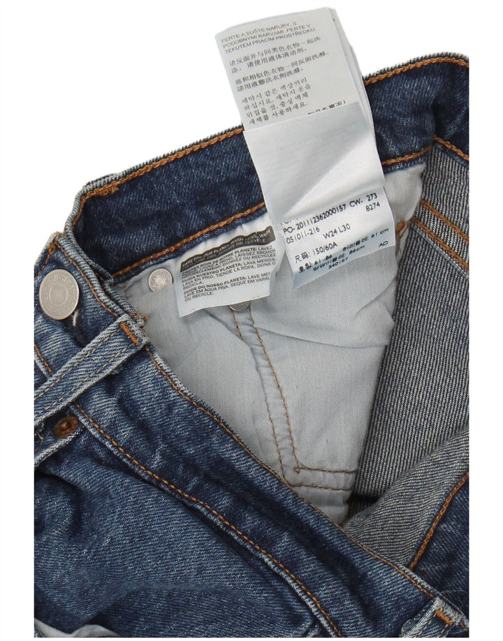 Женские прямые джинсы LEVI'S 501 W24 L30 синие, хлопок