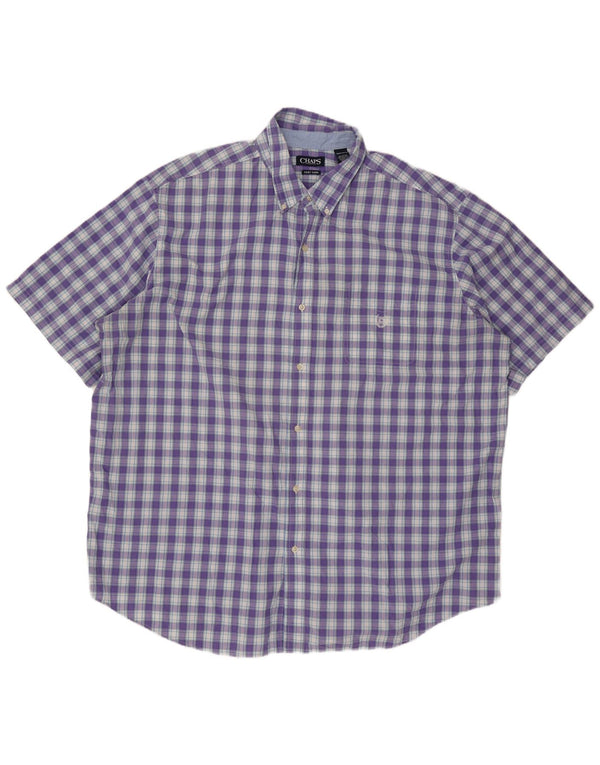 Мужская рубашка Chaps с коротким рукавом, фиолетовая клетка, хлопок, 3XL