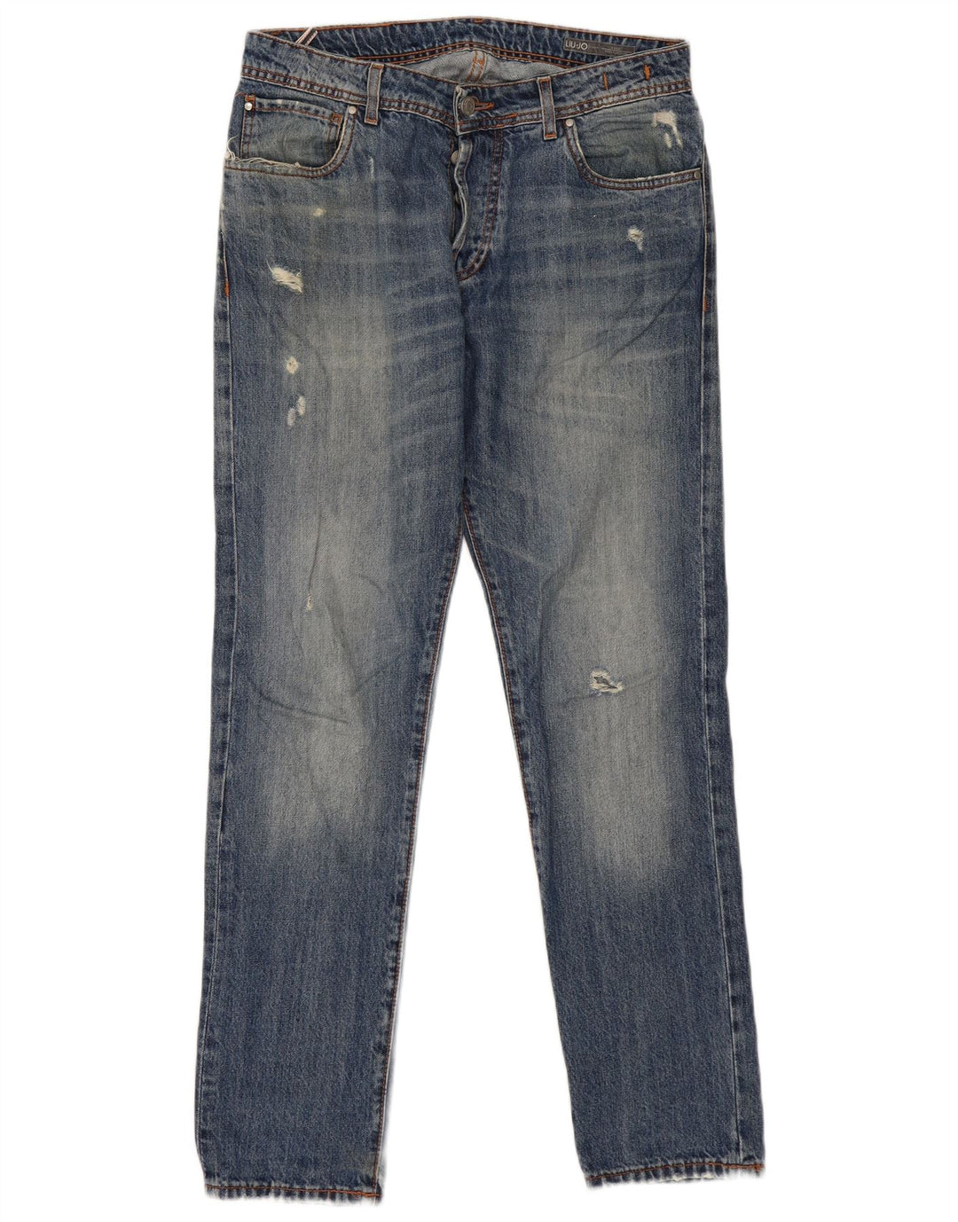 Мужские потертые джинсы Liu Jo Regular Slim W34 L32, синий хлопок