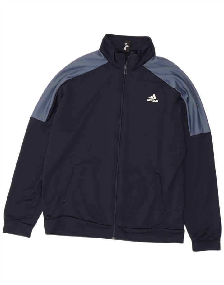 Мужской спортивный костюм ADIDAS с графическим рисунком, верхняя куртка XL, темно-синий, с цветными блоками