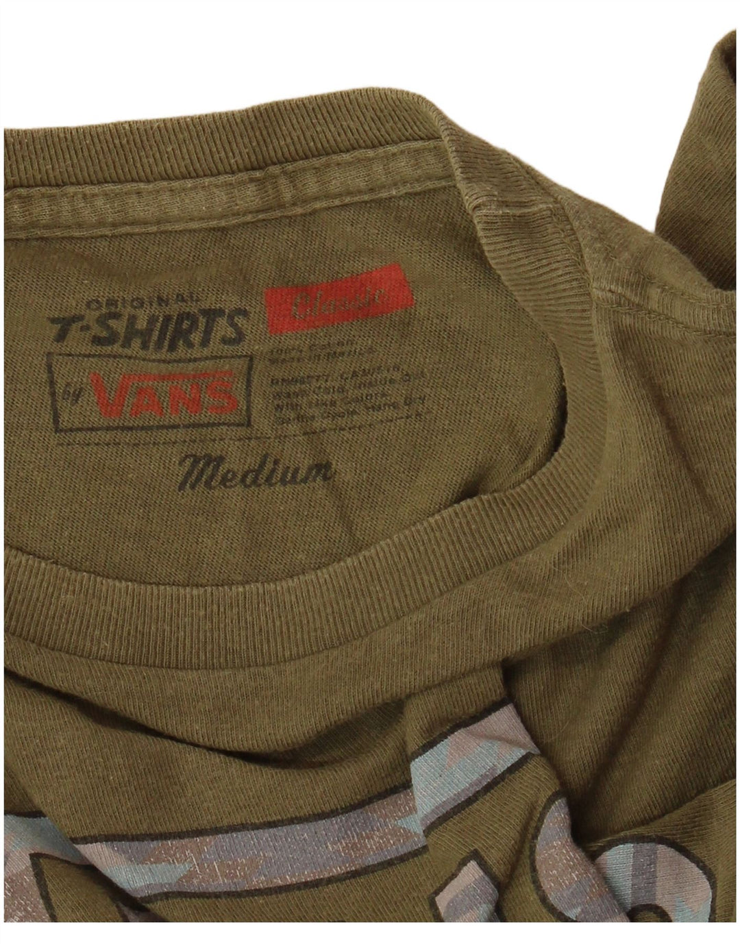 Мужская классическая футболка с рисунком VANS, средний цвет, хаки, хлопок