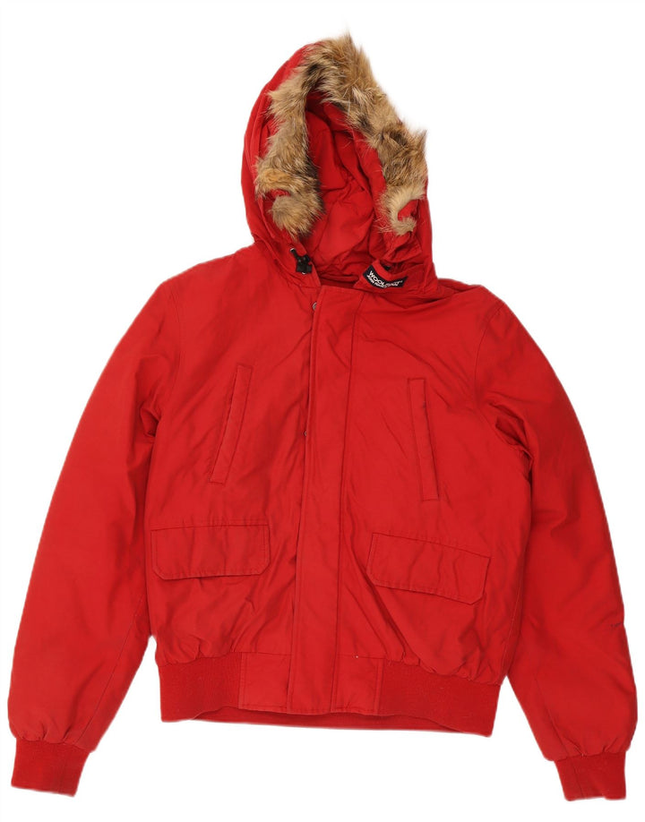 Утепленная куртка Woolrich для мальчиков с капюшоном, 13–14 лет, красный хлопок