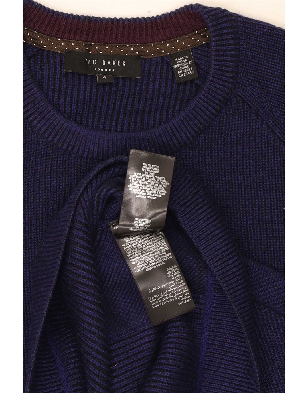 Мужской джемпер с круглым вырезом Ted Baker, размер 4, большой темно-синий, полиэстер