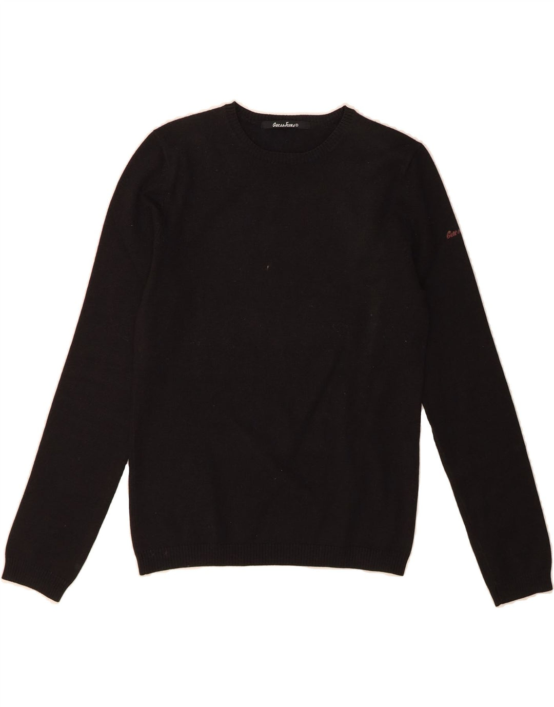 GUESS Womens Crew Neck Jumper Sweater UK 10 Small Black Wool Vintage Guess and Second-Hand Guess from Messina Hembry 