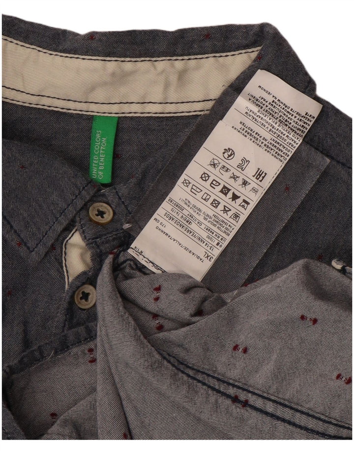 Рубашка BENETTON для мальчиков 13-14 лет, 3XL, темно-синий, хлопок в крапинку