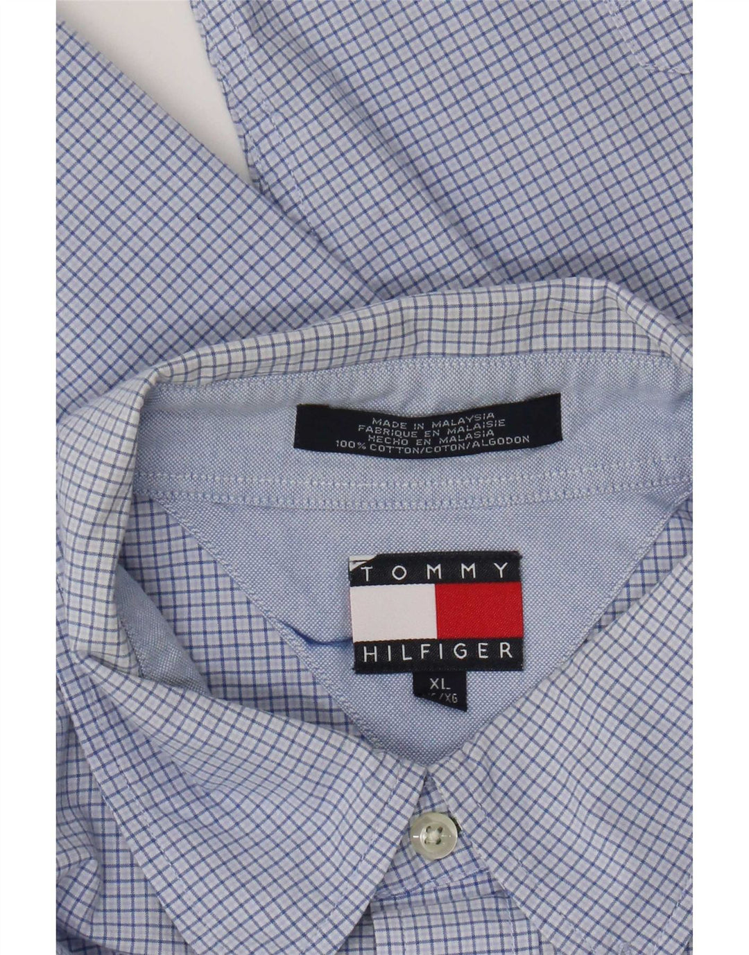 Мужская рубашка Tommy Hilfiger XL, синяя клетка, хлопок
