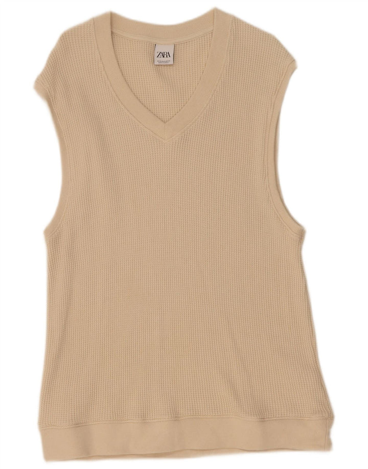 Мужская майка Zara XL, бежевый хлопок