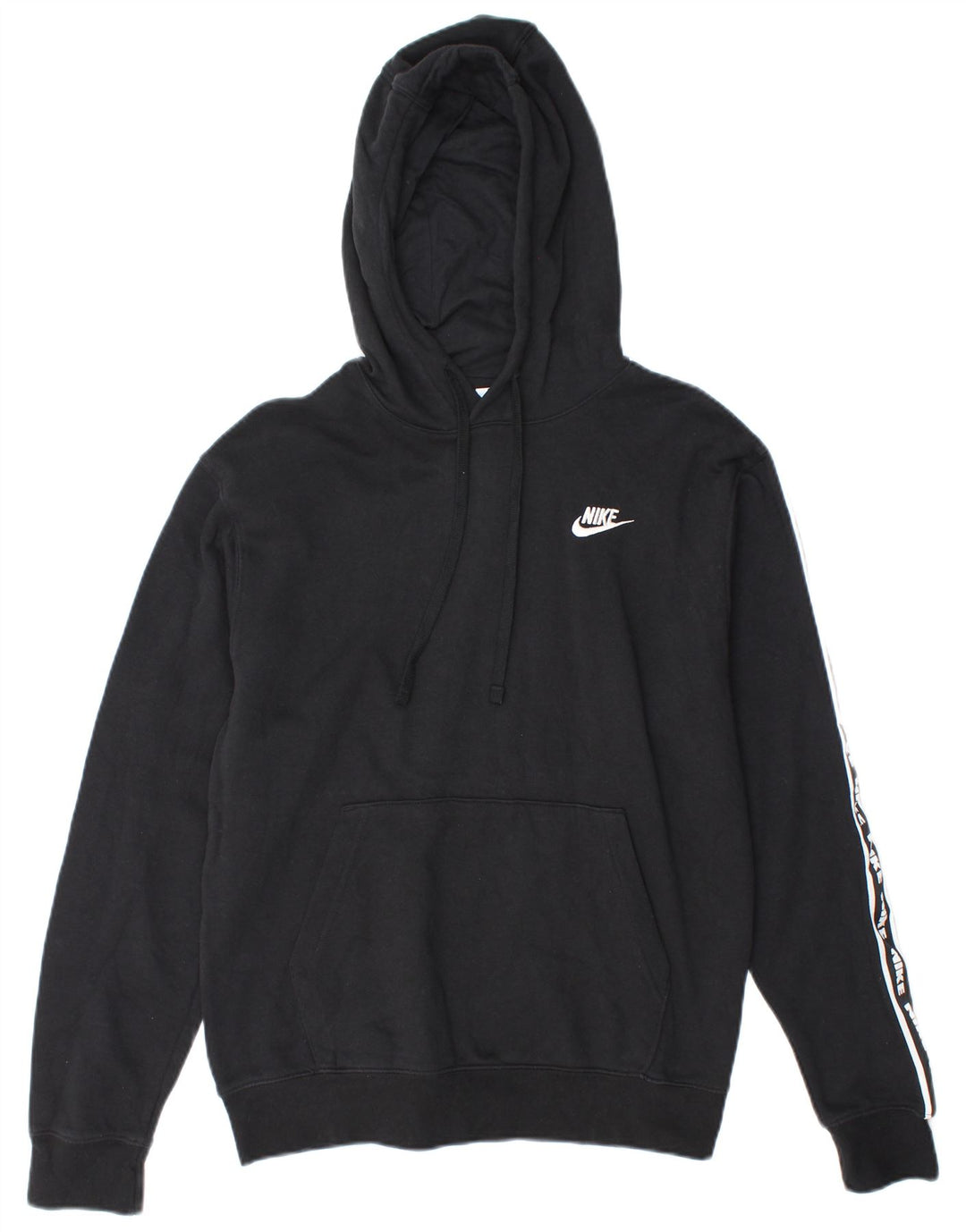 NIKE Mens Graphic Hoodie Jumper Small Black Cotton