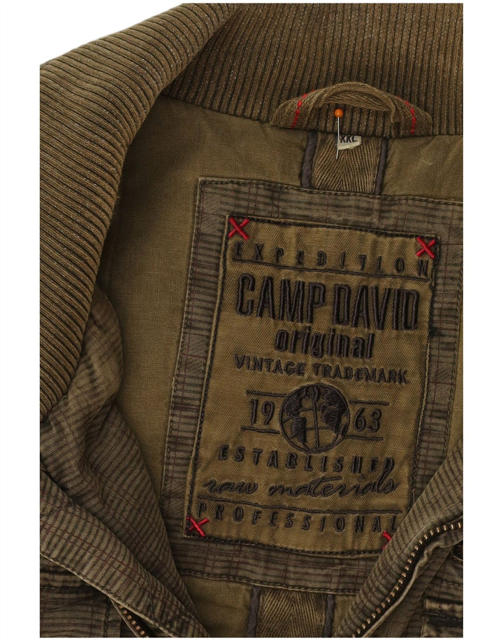 Мужская куртка-бомбер CAMP DAVID UK 44 2XL в клетку цвета хаки