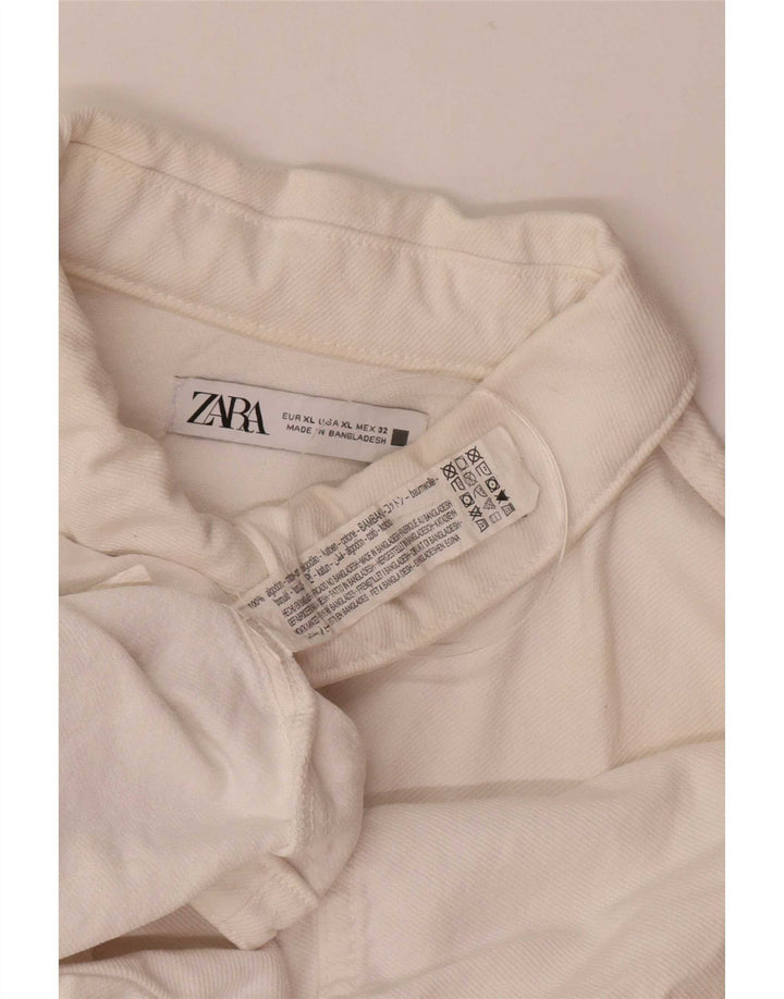 Женская джинсовая куртка оверсайз Zara UK 18 XL, белый хлопок